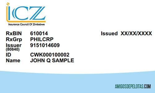 Cartão de Seguro Saúde do Zimbábue amostra